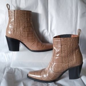 GANNI Western Croc Embossed Boots 8.5 Woman